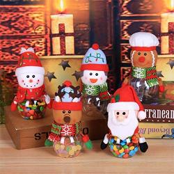 Thenxin Mini Christmas Candy Jar Food Storage Container Clear Plastic Candy Jar for Peppermints and Assorted Candy Party Decor Kids Gift(A-B,7 x 17 cm)
