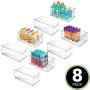 mDesign Deep Plastic Kitchen Storage Organizer Container Bin with Handles for Pantry, Cabinets, Shelves, Refrigerator, Freezer - BPA Free - 14.5" Long, 8 Pack - Clear