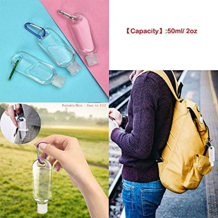 Travel Bottles with Keychain, 2oz/50ml Portable Plastic Travel Bottles -  Leakproof Squeeze Bottles with Flip Cap 