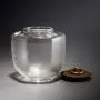 Shelf Floating Glass Tea Pot Kitchen Heat-resistant Storage Jar Scented Tea Transparent Sealed Jar Copper Buckle Wood Cover Hammerhead Pattern Storage Tank 400ml.