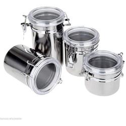 Mccng - Organizer Kitchen - 4pcs Stainless Steel Canister Spice Storage Jar Set Cans Pots Organizer - Table Gold Pans Door Under Utensils Sink Drawer Counter Sugar Cabinet Canisters Organizer Ros