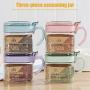 Kitchen Seasoning Storage Box,3PCS Wall Hanging Wheat Straw Seasoning Glass Container for Kitchen,Handle Condiment Boxes-Seasoning Box Jar Condiment Transparent Storage Container-Cruet