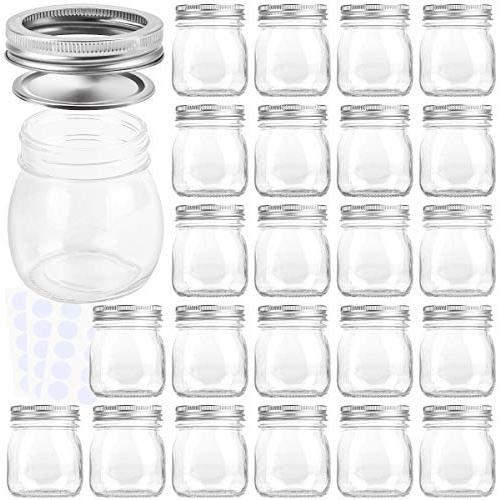 KAMOTA Mason Jars 10 oz With Regular Lids and Bands, Ideal for Jam, Honey, Wedding Favors, Shower Favors, Baby Foods, DIY Magnetic Spice Jars, 24 PACK, 30 Whiteboard Labels Included