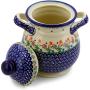 Polish Pottery Jar with Lid and Handles 8-inch Spring Flowers