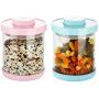 HMANE HMANE 2 Pack 500ml Food Storage Jars Sealed Bottle Storage Tank High Borosilicate Lead-free Glass Kitchen Grain Storage Can - Pink + Blue
