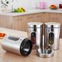 Festnight Food Storage Containers Airtight Containers 3 Piece Set Large Air Tight Clear Durable with Lids Grain Storage Tank Transparent View Window Jars Organization Sets Stainless Steel