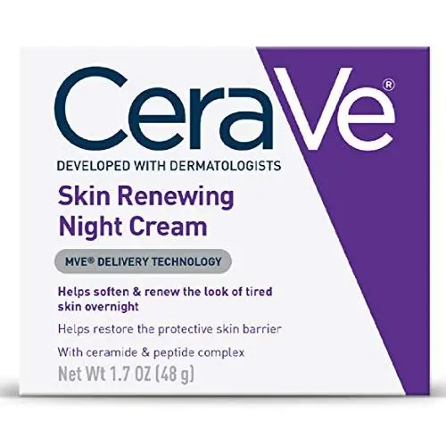 CeraVe Hauterneuernde Nachtcreme | Mit Niacinamid, Peptidkomplex und Hyaluronsäure zur Feuchtigkeitsversorgung der Gesichtshaut | 47 ml