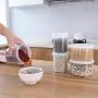 Piokikio Tragbarer Staubdichter Lebensmittelbehälter mit Dichtung – Moderner Design Klarplast-Lebensmitteldose zum Servieren von Tee, Kaffee, Gewürzen und mehr