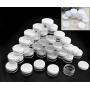 3 Gram/3ml Clear Plastic Lip Balm Small Sample Cosmetic Jars Container Pot Empty with White Cap (Set of 100 Pieces)