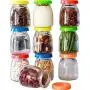 Hatrigo 4 oz Clear Glass Jars With Lids, 10-Piece Glass Yogurt Jars Set with Color Lid, Reusable Small Glass Jars Containers for Baby Food Storage, Canning Jars, Pudding Cups, like Mason Jars 4 oz