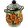 Polish Pottery 8-inch Jar with Lid and Handles (Fiery Poppies Theme) Signature UNIKAT + Certificate of Authenticity