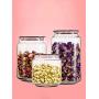HOUSIYU Food Storage Container, Stackable Color Transparent Glass with Lid Sealed Cans for Confectionery, Biscuits, Rice and Spice Jars, Sugar or Flour Containers, Blue,500MLx2
