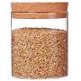 Glass Storage Jar Food Storage Tank Good Sealing Heat-Resistant Borosilicate Glass Sealed Cans Dried Fruit Sealed Bottle Wood Lid