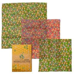 Garden Bloom Beeswax Food Wrap ? Sustainable Plastic Alternative Beeswax Wrap 3 Pack ? 1 Small, 1 Medium, 1 Large Organic Reusable Beeswax Food Wraps ? Washable & Biodegradable Food Stasher