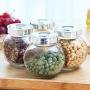LUCKSTAR Glass Storage Jar - Clear Glass Food Spice Kitchen Storage Container with Metal Lid Spice Bottles Condiment Jar for Sugar/Coffee/Tea and Favors Object Accessories Storage (Set of 2)