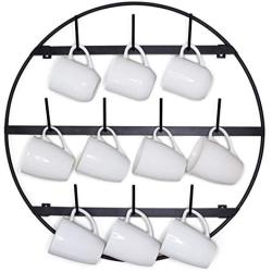 Claimed Corner Round Coffee Mug Rack - 3-Tier Wall Mounted Metal Mug Rack Storage Display Organizer for Coffee Mugs, Tea Cups, Mason Jars, and More.