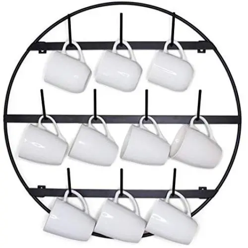 Claimed Corner Round Coffee Mug Rack - 3-Tier Wall Mounted Metal Mug Rack Storage Display Organizer for Coffee Mugs, Tea Cups, Mason Jars, and More. Claimed Corner Round Coffee Mug Rack - 3-Tier Wall Mounted Metal Mug Rack Storage Display Organizer for Coffee Mugs, Tea Cups, Mason Jars, and More.