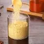 Taimot Glas Geschmacksstoffeimer mit Holzschnapsel, Küchen Glas Gewürz Box Set – 3 Geschmacksstoffeimer + 3 Löffel + Bambus-Basis Ablage, 10 oz, Gewürzbehälter, Zuckerbehälter, Teebehälter