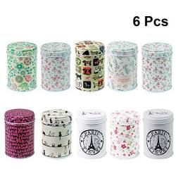 BESTonZON 6PCS Tinplate Tea Tin Candy Container Jars Tea Box Double Cover Tea Tin Storage (Random Color)