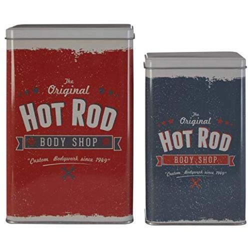 Premier Housewares Hot Rod Storage Canisters, Multi-Colour, Round, Set of 3