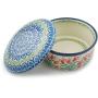 Polish Pottery Jar with Lid 5-inch Sprouting Tulips made by Ceramika Artystyczna