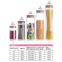 Transparent Glass Jars Seal Jars Grains Storage Bottles Spice Jar Kitchen Storage Cans Kitchen Storage Organization,ZG-B3-6.5x18