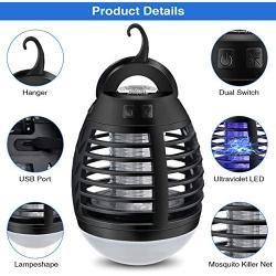 Elfeland Electric Mosquito Killer Mosquito Lamp USB Powered Trap Gnat with Hanger for Indoor Outdoor