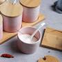 Marble Ceramic Seasoning Jar Three-piece Home Kitchen Seasoning Tool Salt Shaker Seasoning Bottle Storage Tank Condiment bottles (Color : A)