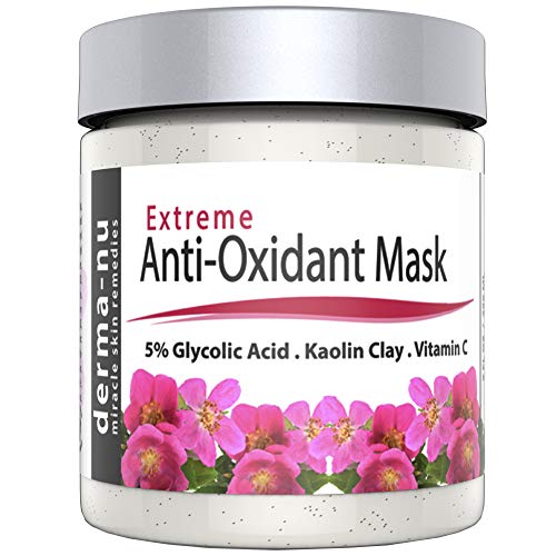 Anti-Aging Facial Mask with Exfoliating Clay - Reduce Wrinkles and Face Blemishes - Blackheads and Acne - Premium Deep Pore Cleansing Treatment for All Skin Types - Natural and Organic with Vitamin C