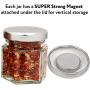 15-Pack Magnetic Spice Jars Hexagon Glass Spice Jars With Stainless Steel Strong Magnet Lids - Space Saving Storage For Dry Herbs And Spices - Great for Fridge, Backsplash and More