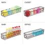 Organisateur de Rangement en Métal pour Cuisine mDesign – Panier à Grille Moderne Style Ferme – Idéal pour Placards, Étagères, Plans de Chien – X Long Container, 2 Pack – Bronze Organisateur de Rangement en Métal pour Cuisine mDesign – Panier à Grille Moderne Style Ferme – Idéal pour Placards, Étagères, Plans de Chien – X Long Container, 2 Pack – Bronze