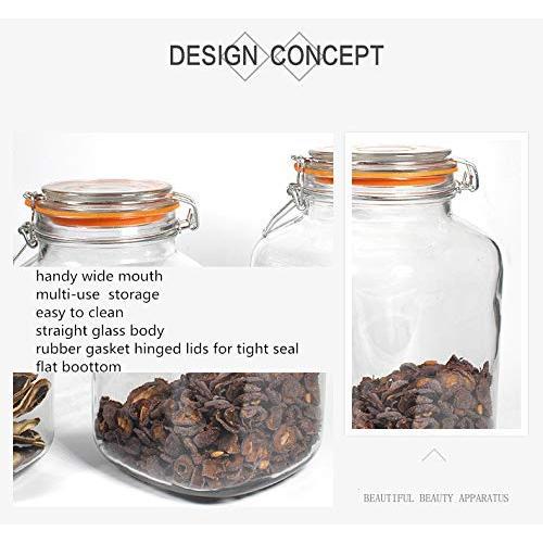 Encheng 50 oz Glass Jars With Airtight Lids And Leak Proof Rubber Gasket,Large Wide Mouth Mason Jars With Hinged Lids For Kitchen Canisters 1500ml,Big Glass Storage Containers,Gallon Jars 3 Pack