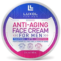 LUXOL Anti-Aging Face Cream Moisturizer for Men, Natural and Organic Anti Aging Cream To Reduce Puffiness, Wrinkles, Dark Circles, Crows Feet and Under Eye Bags 2oz