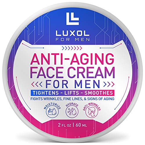 LUXOL Anti-Aging Face Cream Moisturizer for Men, Natural and Organic Anti Aging Cream To Reduce Puffiness, Wrinkles, Dark Circles, Crows Feet and Under Eye Bags 2oz
