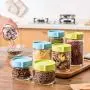 Contenants de Rangement en Verre pour Cuisine, Organisateur de Réfrigérateur, Bouteille Scellée, Boîte à Thé, Graines, Céréales, Pot Transparent, 400ml Bleu Contenants de Rangement en Verre pour Cuisine, Organisateur de Réfrigérateur, Bouteille Scellée, Boîte à Thé, Graines, Céréales, Pot Transparent, 400ml Bleu