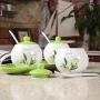 Kitchen seasoning box/Ceramic Condiment Storage Container with Pallet Salt jar Three-Piece Set