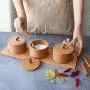 Bocal de Cuisine en Bois d'Arbre, Jeu de 3 Pots de Condiment en Bois de Chêne, Style Nordique, Récipient de Condiments avec Couvercle, Boîte de Rangement en Bois pour Cuisine Gadget (Couleur : Bois de Chêne)