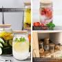 Mason Jar Lids with Straw, Regular Mouth Mason Jar Lids with Straw Hole, Bamboo Mason Jar Drinking lids Regular with Stainless Steel Straws 2-Packs