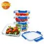 Boîtes de conservation alimentaires BlueHills Premium en verre avec couvercle à snap lock, BPA-free, aptes au micro-ondes, au congélateur et au lave-vaisselle. Jeu de 5 ou 10 pièces de 4,5 tasses (108 oz).