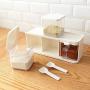 Spice Rack Seasoning Storage Boxes for Spice Bottle Spice Jar With Handle Spoon Kitchen Storage Container Salt Sugar Box,White