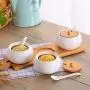 Kitchen seasoning box/Ceramic Seasoning Storage Container and Wooden Pallet Seasoning jar with Spoon