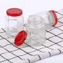 Clear Hexagon Jars 4oz With Lids Red,Glass Jars For Spice,Foods,Jams,Liquid,Mason Jars For Storage 25 Pack