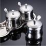 DUDDP Storage Spice lar set Stainless Steel Spice Jars Storage Containers Set, Spice Jars with 3 Serving Spoons Suitable for restaurant/kitchen, etc(3-piece set),Kitchen supplies