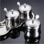 DUDDP Lager Spice-Set, Edelstahl Spice-Behälter, mit 3 Löffeln – Ideal für Restaurant/Küche etc. (3-teilig), Küchenzubehör