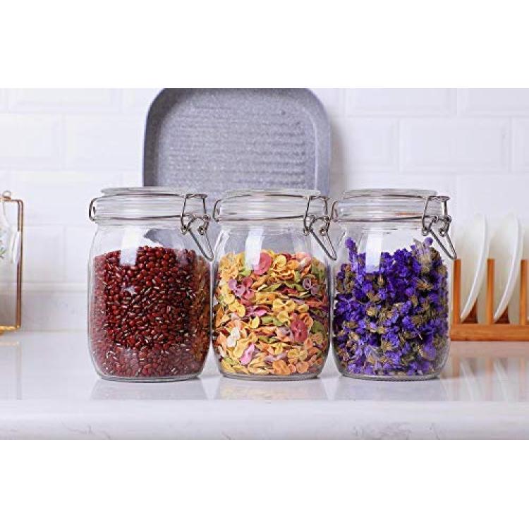 Airtight Plastic Canister with Lids Food Storage Jar Square - Storage  Container with Clear Preserving Seal Wire Clip Fastening for Kitchen  Canning for