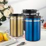 UPKOCH Stainless Steel Container Coffee Beans Storage Canister Vacuum Seal Cans Jars Black