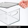 mDesign Plastic Stackable Kitchen Pantry Cabinet, Refrigerator, Freezer Food Storage Bin Box with Handles, Lid - Organizer for Fruit, Yogurt, Snacks, Pasta - 10" Long, 6 Pack - Clear/Smoke Gray