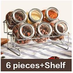 1Pcs 1 Pcs 180Ml Glass Sealed Cans/Food Storage Jar Spice Teas Beans Candy Preservation Bottle Storage Tool,6Pcs and Shelf