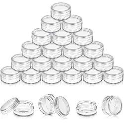 50 Pieces Empty Clear Plastic Pot Jars with Lids Round Sample Containers Mini Travel Jars for Storage of Ear Studs Ear Ring(5 ml/5g)