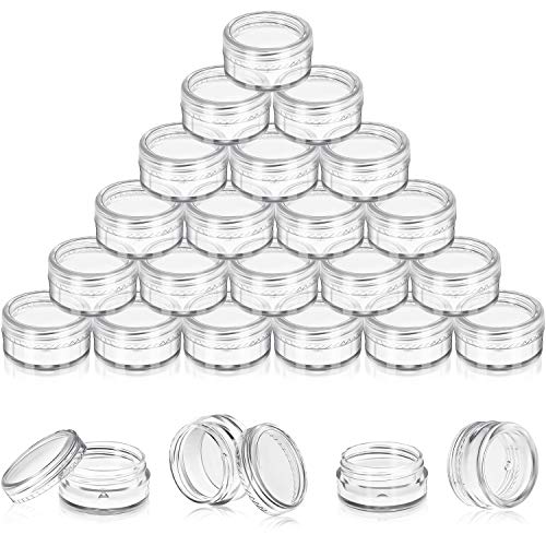 50 Pieces Empty Clear Plastic Pot Jars with Lids Round Sample Containers Mini Travel Jars for Storage of Ear Studs Ear Ring(5 ml/5g)